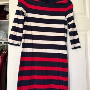Tommy Hilfiger Navy, White & Red Striped Midi Dress
